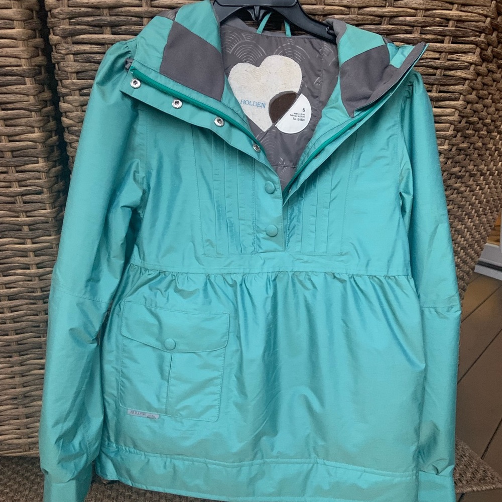 Holden Snowboarding Jacket new without tags. Turquoise green color. Size Small